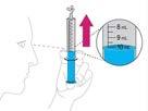with water Step 3: Fill the blue syringe with