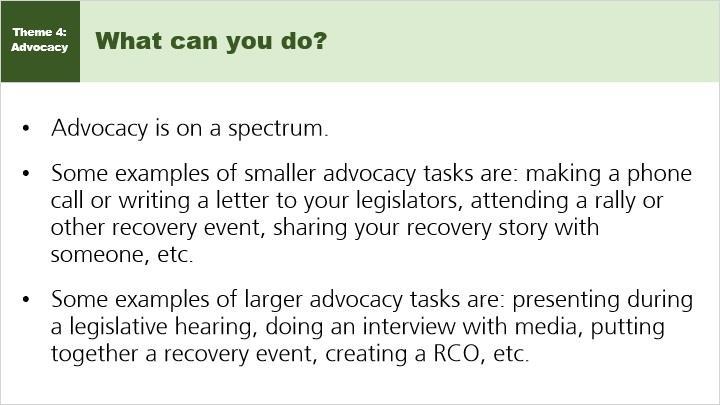 Advocacy happens on a spectrum from small to large actions.