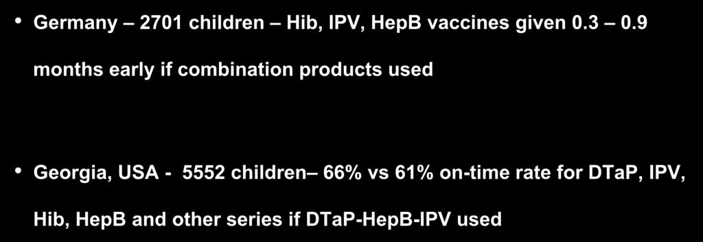Improve Vaccination Timeliness Germany 2701 children Hib, IPV, HepB vaccines given 0.3 0.