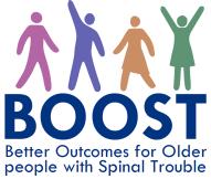 Better Outcomes for Older People with Spinal Trouble (BOOST) Research Programme Background Low back pain (LBP) is now recognised as the leading disabling condition in the world.