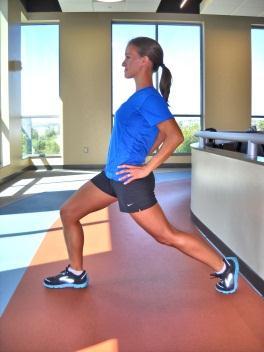 Standing Hip Flexor Stretch: Stand with one leg back and the