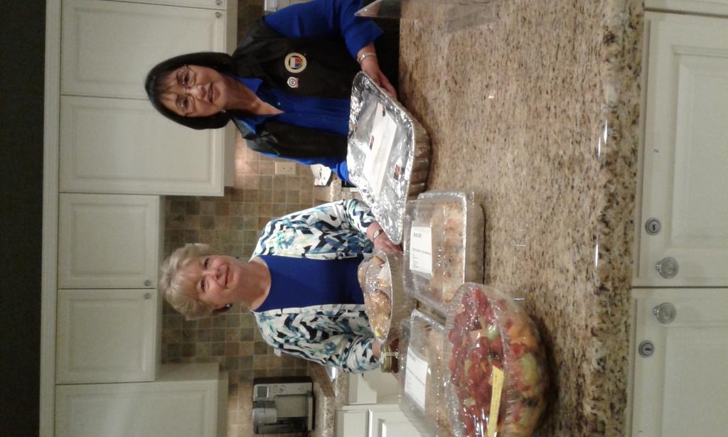 May 30 meal was prepared by Nardine, Ellen, and Karen and featured Summer Cilantro Pasta Salad Fresh Fruit Salad, Corn Meal Muffins, Blackberry Honey &