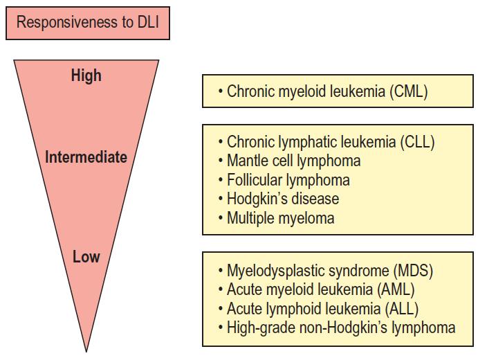 Donor Lymphocyte Infusion (DLI) Responsiveness of relapse in to DLI treatment in different