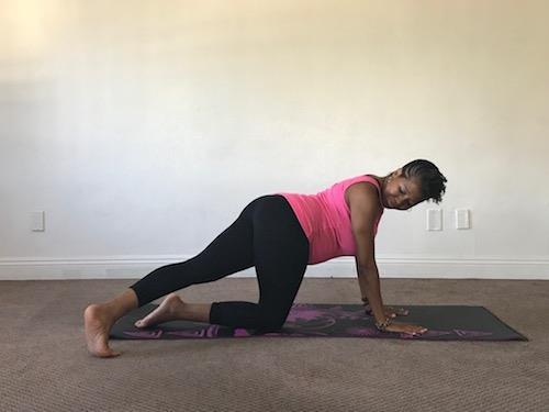 Cross Foot Behind Low Back Hips Legs Sides of the body Start on all fours Inhale, extend right leg back (parallel to the floor) Exhale, cross right leg over left leg and look over left shoulder