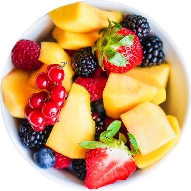 FRUIT A great way to satisfy a craving for something sweet. Contains a wide assortment of vitamins and natural antioxidants. However, fruit is high in carbs, so be aware of portion sizes.