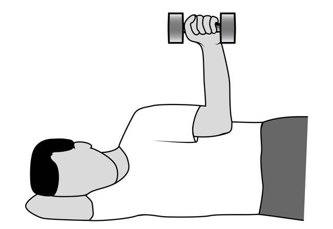 Shoulder External Rotation (Strengthening) Lie on your uninvolved side. Keep your elbow bent at 90 degrees. Holding a light weight, raise hand away from stomach. Slowly return.