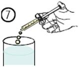 Turn the bottle the right way up (figure 6A). Remove the syringe from the adaptor (figure 6B).