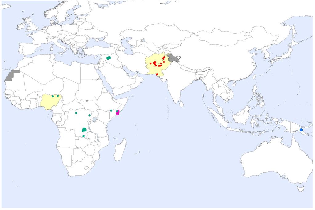Global Wild Poliovirus & cvdpv Cases, Previous Months Wild poliovirus type cvdpv type cvdpv type cvdpv type 3 Endemic country Excludes viruses detected from environmental surveillance Onset of