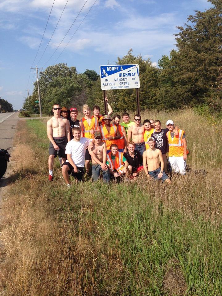 This fall we have done our yearly duty of cleaning our sec=on of Adopt- A- Highway. We picked up mul=ple bags of li+er, finding some pre+y interes=ng stuff, and had a blast doing it.