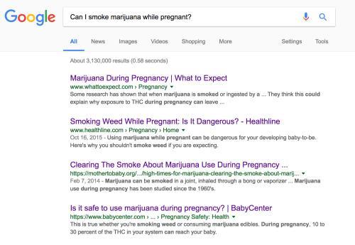 a. Say okay and move on because you do not have solid evidence it s bad? b. b. Tell her to stop smoking marijuana immediately because it is harmful to her growing baby? c.