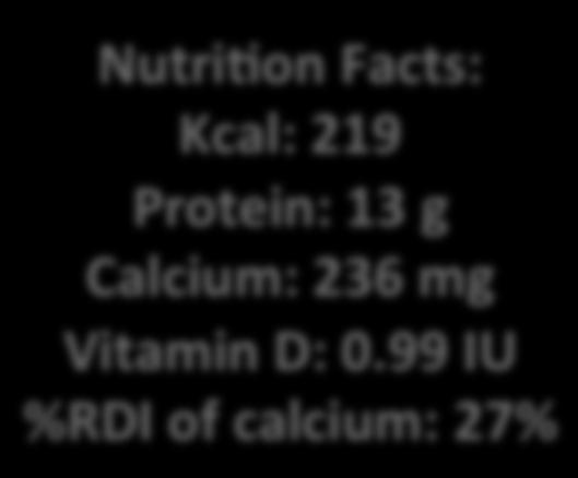 Protein: 13 g Calcium: 236 mg Vitamin D: 0.99 IU %RDI of calcium: 27% Direc1ons: 1. Preheat oven on broil. 2. Separate 4 of the eggs, pujng the whites into a bowl (discard yolks).
