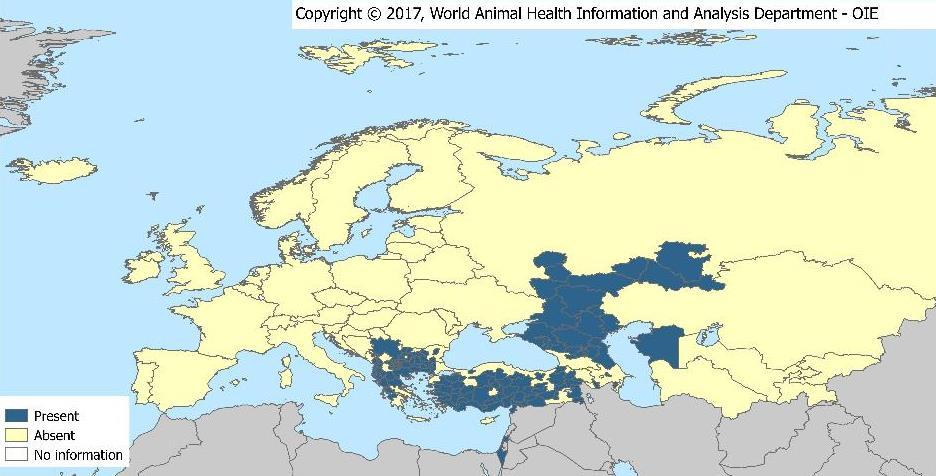 Reported distribution of LSD in 10 countries 2016 and early
