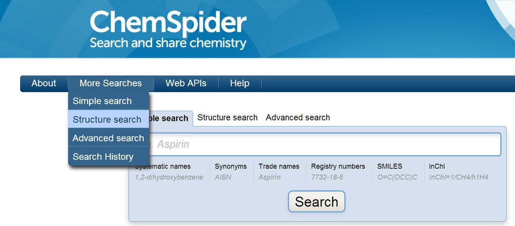 search. You can also select whether you run an Exact, Similarity or Substructure search.