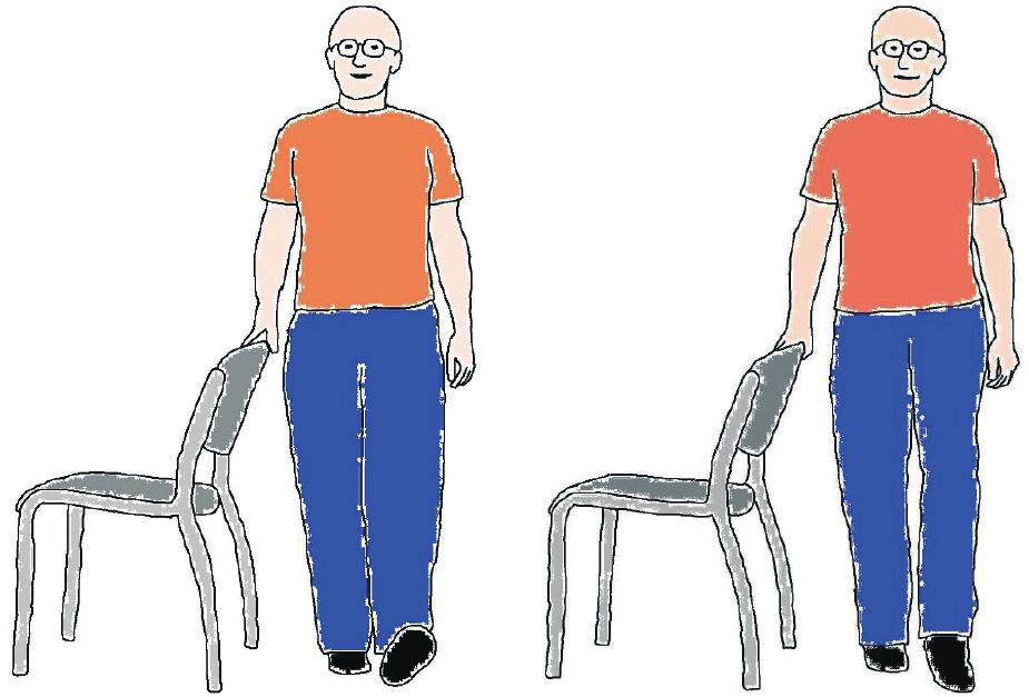 Ankle loosener Stand side on to (or sit tall at the front of) the chair Pull up tall Hold the back (or sides) of the chair