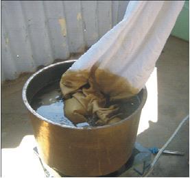 In dye bath depending upon the ratio, the herbal extraction water dissolved along with soda