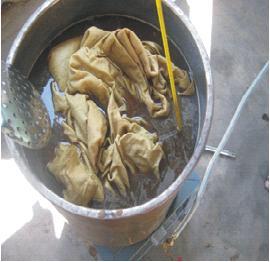 Then place the fabric inside the dye bath again with water and mix with required amount of