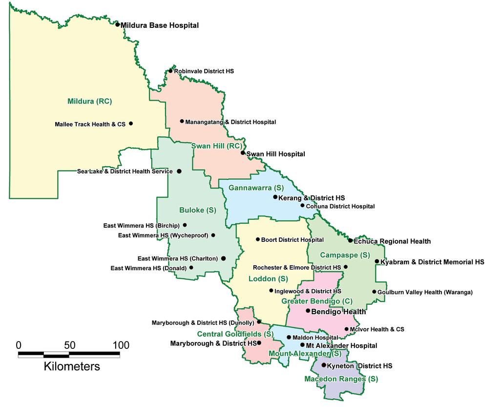 2. ABOUT THE LODDON MALLEE REGION The Loddon Mallee Region is one of eight Department of Health regions in Victoria, covering an area of 58,961 square kilometres in north western Victoria, with a