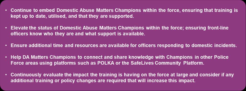 Others reported having received no follow-up or support, and others addressed concerns over resources and capacity: For the outcomes of the training to be fully realised, it is important that there
