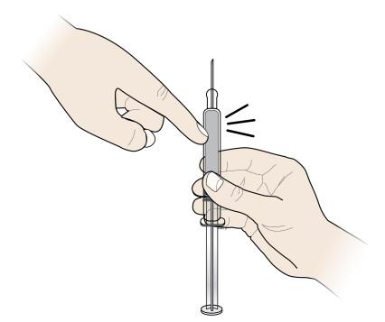 If you notice an air bubble/gap: Hold the prefilled syringe with the needle facing up.