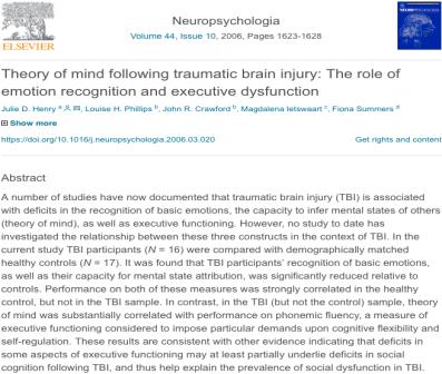 Discussion ToM often impaired after TBI