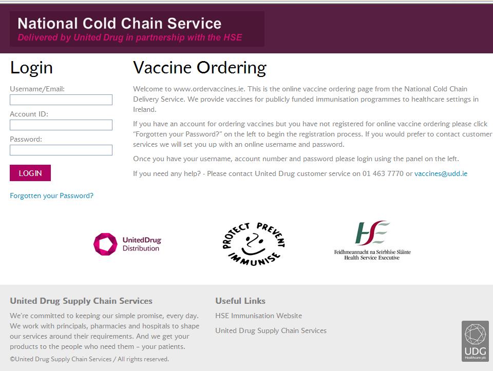 4 ONLINE ORDERING One of the recommendations of the HSE National Cold Chain Service Customer Satisfaction Survey 2014 was the need for an online ordering service.