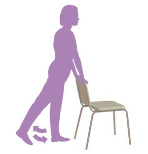 Conditioning exercise Exercise 11: Back leg swing 1. Stand up with your back straight using the back of a chair for support 2.