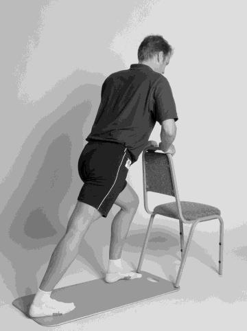 Upper Calf (Gastrocnemius) "Wall Pusher" Lower Calf (Soleus) "Modified Wall Pusher" 33) Stand tall with feet staggered 32) As Upper Calf stretch but front to