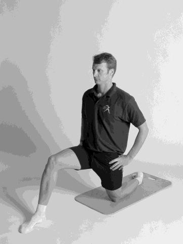 Hip Flexors (Iliopsoas + Rectus femoris) "Modified Lunge" Alternate Position "Seated Hip Flexor" 15) Assume deep lunge position with trailing knee in contact with