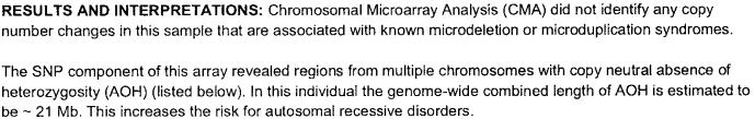 Interpretation of CMA Reports 4. Loss of heterozygosity (LOH/ROH/AOH) We care about LOH because: 1.