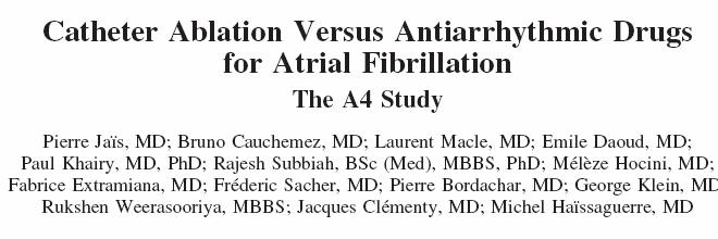 Circulation 2008 53 vs 59 AARx vs RF ablation Pts resistant to > 1 AA