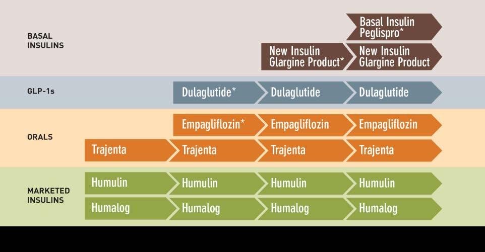 Lilly Diabetes Late-Stage Pipeline The following assets are part of the Lilly-Boehringer Ingelheim collaboration: Trajenta, Empagliflozin, New Insulin Glargine Product.