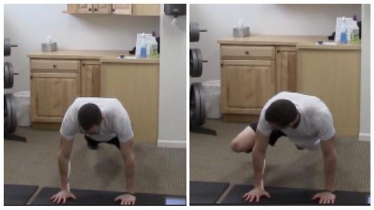 Outside Mountain Climbers 1. Start in the push-up position with your core tight and back straight. 2.