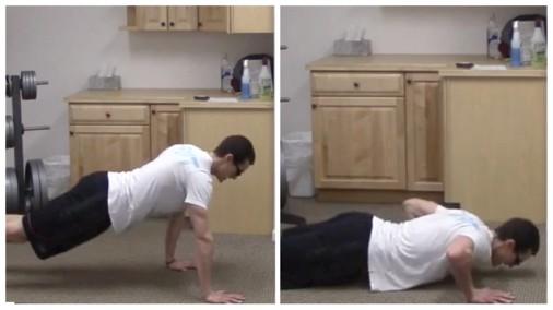 Off Set Pushups 1. Keep your abs braced and body in a straight line from toes to shoulders. 2.