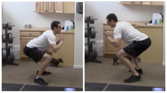 Start in a squat position with knees bent and core tight. 2. Jump up exploding through the floor.