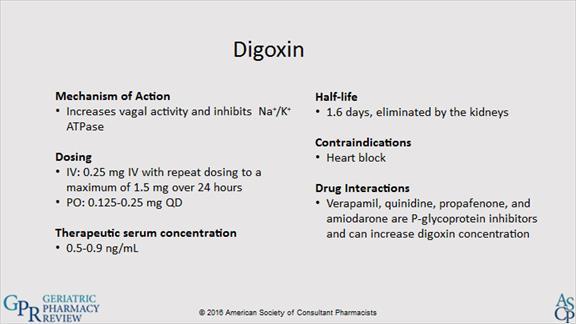 1.27 Digoxin Digoxin is not a first-line therapy for rapid rate control in patients with AF because its onset of action is >1 hour and does not peak for about 6 hours.