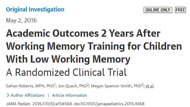 Can you train working memory? RCT in low WM children (Dunning et al.