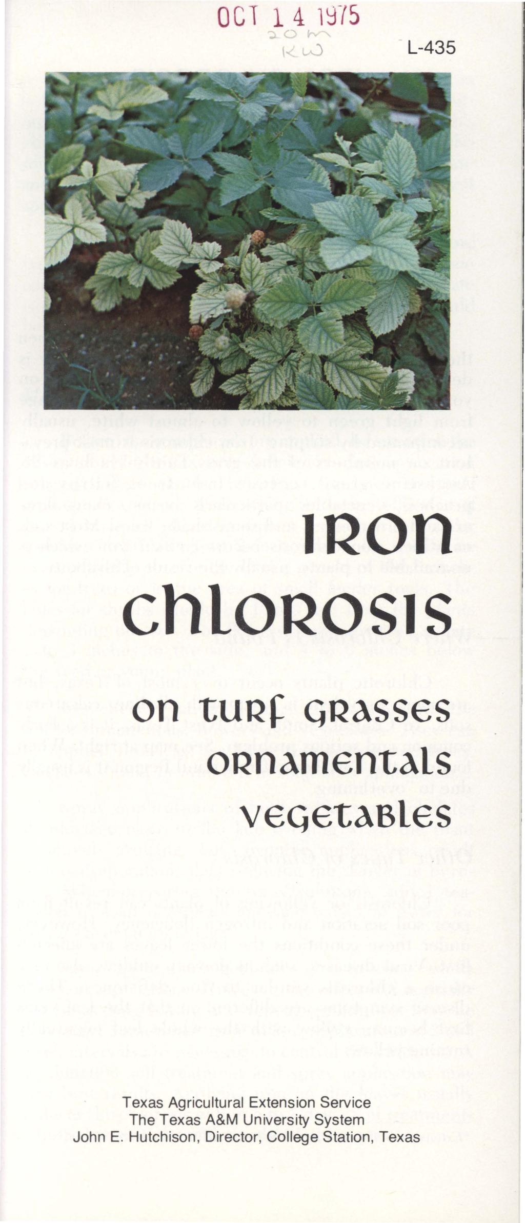C1 4 1~75 - L-435 IRon chlorosis on tuq~ CjQasses oqnamentals vecjetables Texas Agricultural