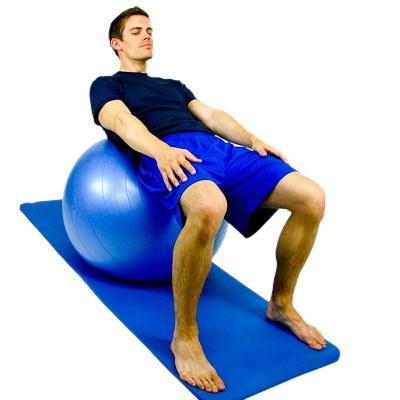 EXERCISE BALL - CURL UPS LEVEL 1 While sitting on an exercise ball,