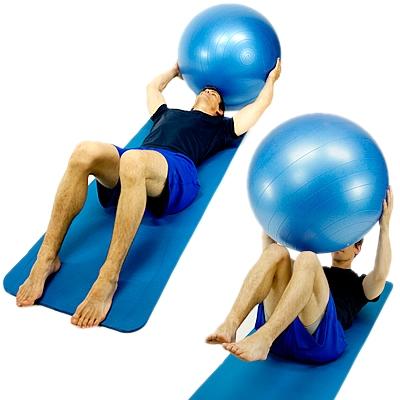 EXERCISE BALL - SUPINE CRUNCH TOUCH Start by lying on the floor with