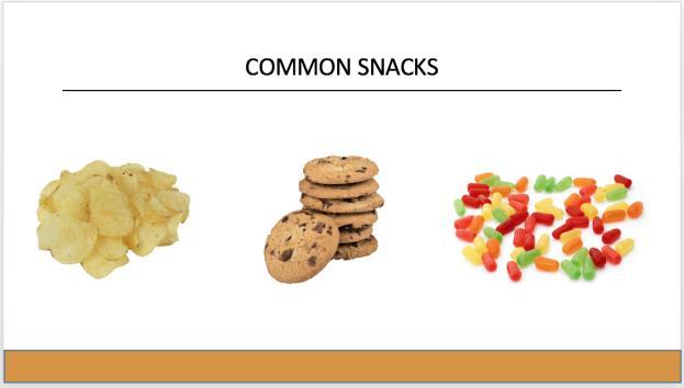 Unfortunately many snacks eaten by Americans are not as healthy as they could be. These snacks are high in calories, fat, sugar, and salt instead of vitamins, minerals, and nutrients.