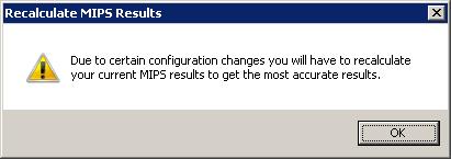 MIPS Dashboard Configuration The system has been updated so that whenever any modifications are made to the Performance period, Eligible clinicians, Practice (TIN), Facility, Quality Reporting,