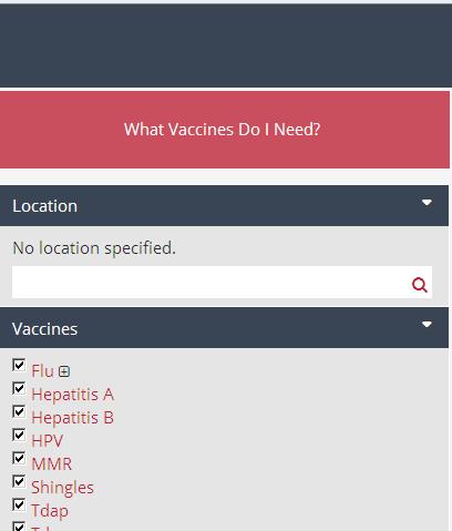 HealthMap Vaccine Finder HealthMap Vaccine Finder assists