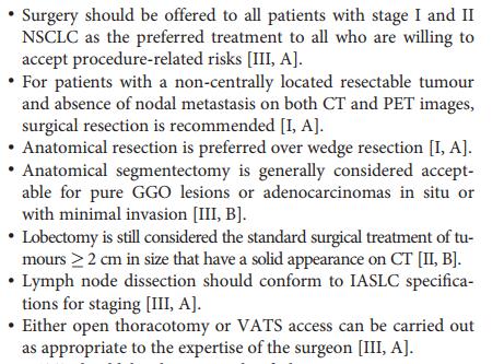 treatment of early stages (stages I and II) - surgery ESMO