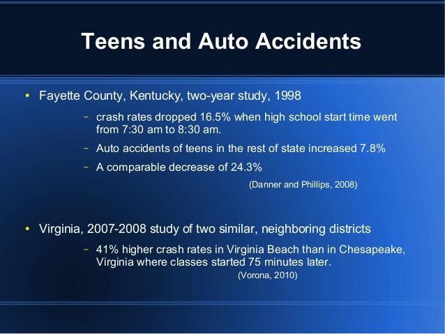 Later High School Start Times Are Associated with Reduced Accidents The first year in college is associated with an abrupt shift in sleep schedule.