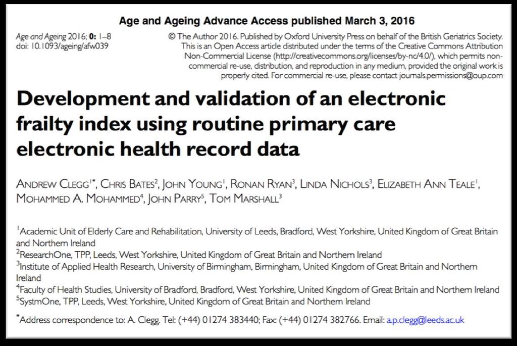 What is the electronic Frailty Index?