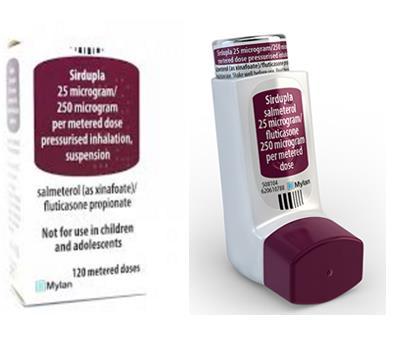 95 / 120 dose Prescribe by brand name Airflusal Sirdupla 125/25 fluticasone 125 micrograms and salmeterol 25 micrograms / 26.