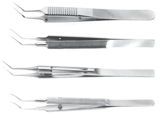 CH-2072 SAINT-BLAISE / SWITZERLAND 55 CAPSULORHEXIS - DEEP SCLERECTOMY - INTRAOCULAR FORCEPS KANSAS 4.4468 Nucleus fragment removal forceps, angled, 9 mm jaws, 12.