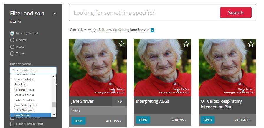 You can also filter patients by Age, Type of Visit, Body System and more to help narrow your search.