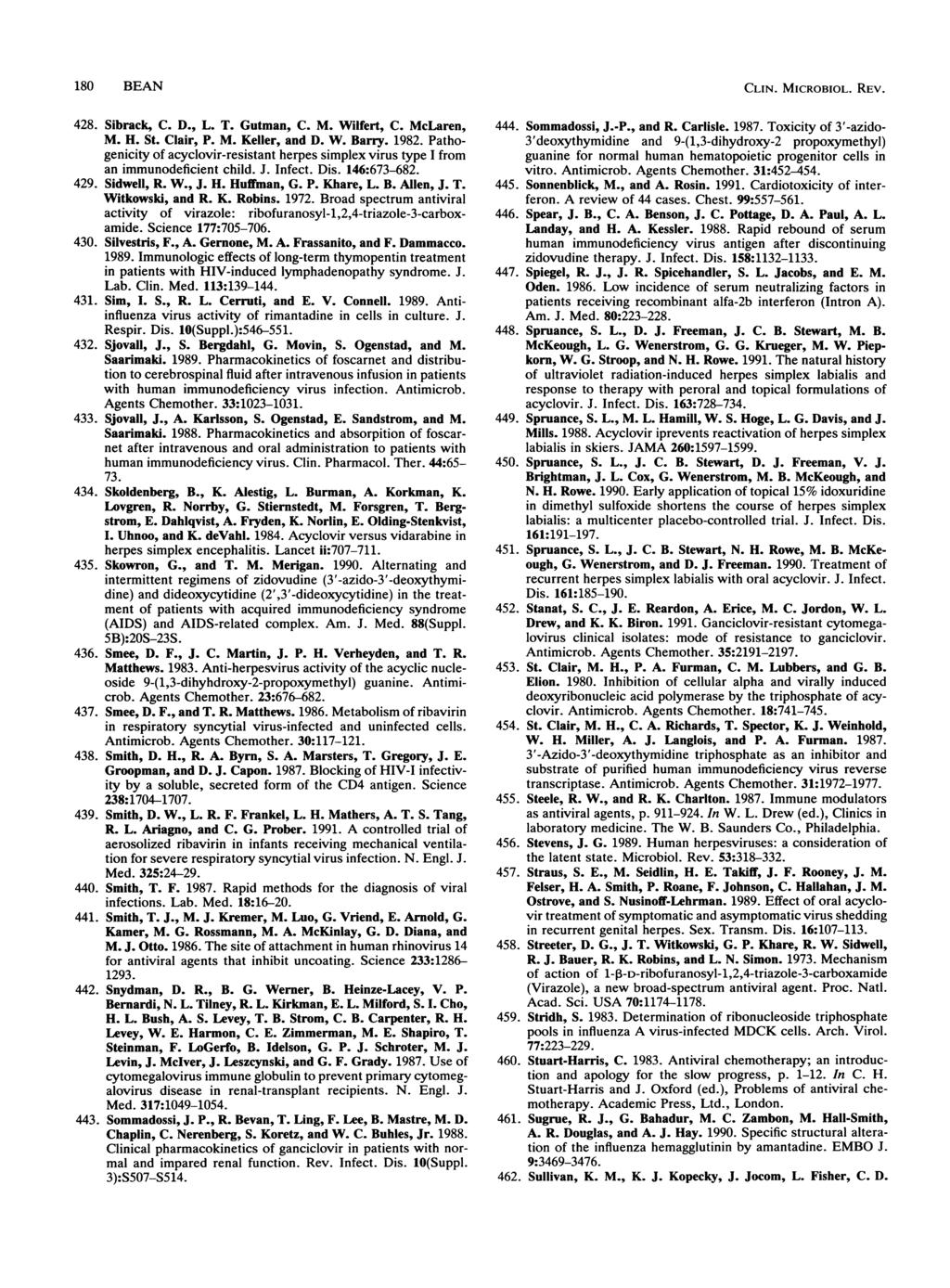 180 BEAN 428. Sibrack, C. D., L. T. Gutman, C. M. Wilfert, C. McLaren, M. H. St. Clair, P. M. Keller, and D. W. Barry. 1982.