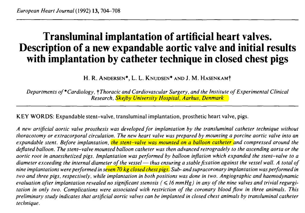 History of TAVR First Animal Implantation in